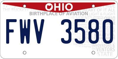 OH license plate FWV3580