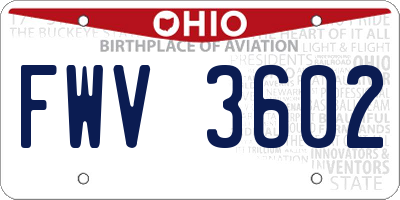 OH license plate FWV3602