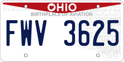 OH license plate FWV3625