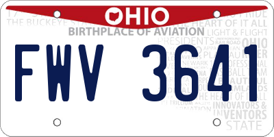 OH license plate FWV3641