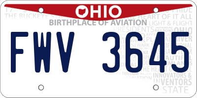 OH license plate FWV3645
