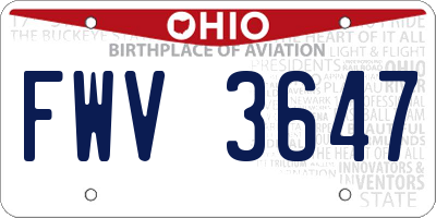 OH license plate FWV3647