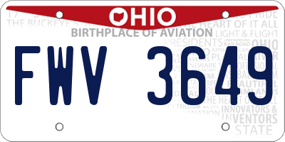 OH license plate FWV3649