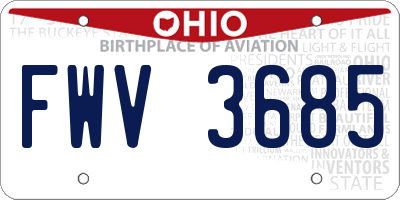 OH license plate FWV3685