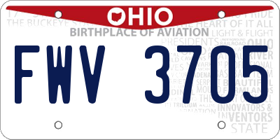 OH license plate FWV3705