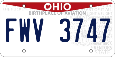 OH license plate FWV3747