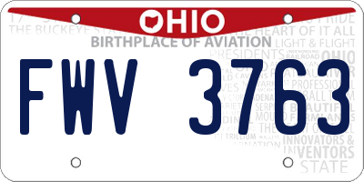 OH license plate FWV3763
