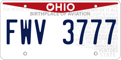 OH license plate FWV3777