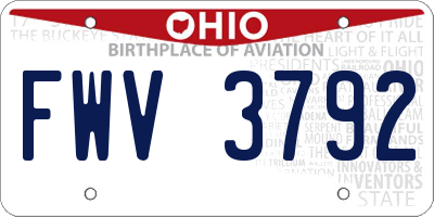 OH license plate FWV3792