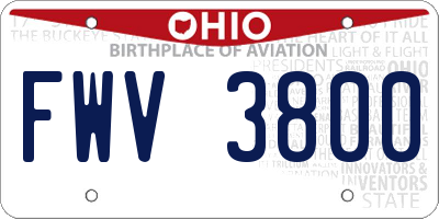 OH license plate FWV3800