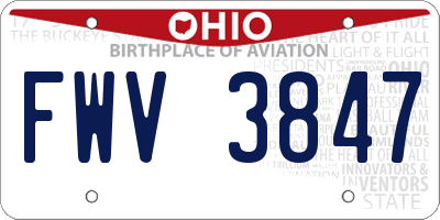OH license plate FWV3847