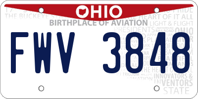 OH license plate FWV3848