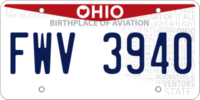 OH license plate FWV3940