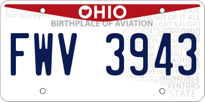 OH license plate FWV3943