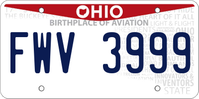 OH license plate FWV3999