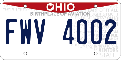 OH license plate FWV4002