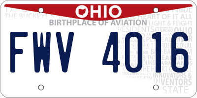 OH license plate FWV4016