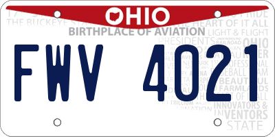 OH license plate FWV4021