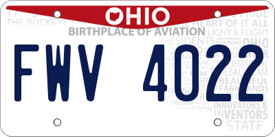 OH license plate FWV4022