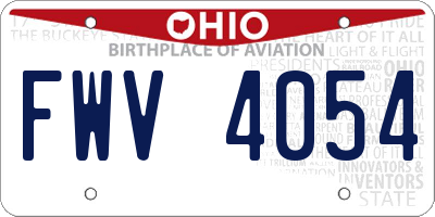 OH license plate FWV4054