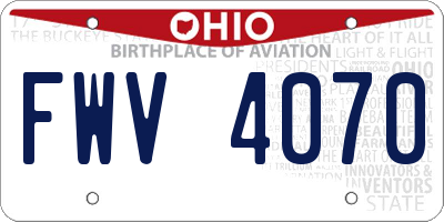 OH license plate FWV4070