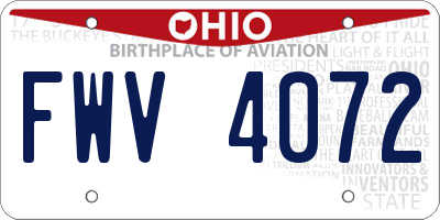 OH license plate FWV4072