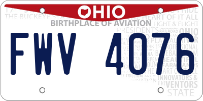 OH license plate FWV4076