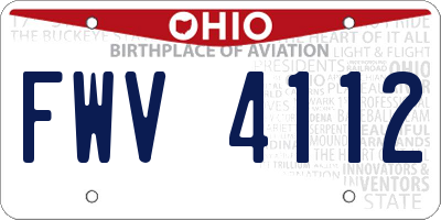 OH license plate FWV4112