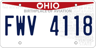 OH license plate FWV4118