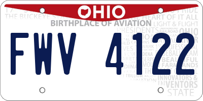 OH license plate FWV4122