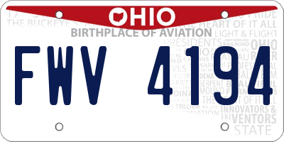 OH license plate FWV4194