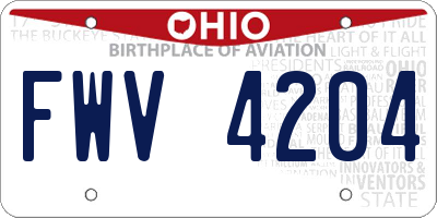 OH license plate FWV4204