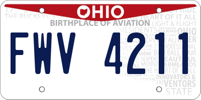 OH license plate FWV4211
