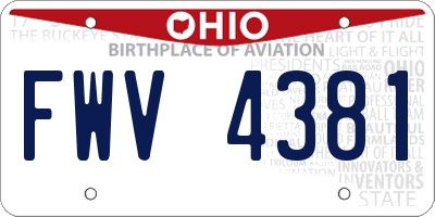 OH license plate FWV4381
