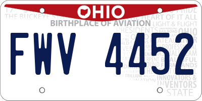 OH license plate FWV4452