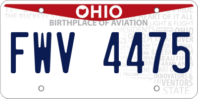 OH license plate FWV4475