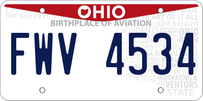OH license plate FWV4534