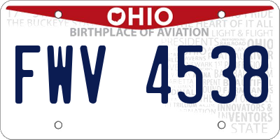 OH license plate FWV4538