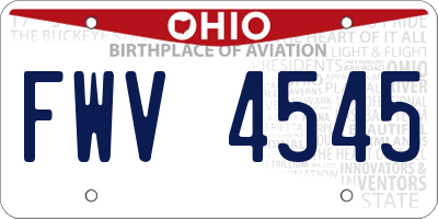 OH license plate FWV4545