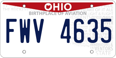 OH license plate FWV4635