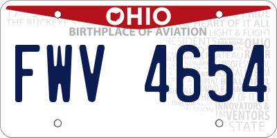 OH license plate FWV4654