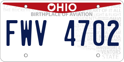 OH license plate FWV4702