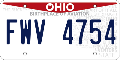 OH license plate FWV4754