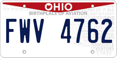 OH license plate FWV4762