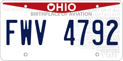 OH license plate FWV4792