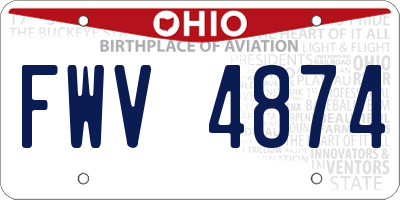OH license plate FWV4874