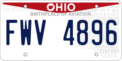 OH license plate FWV4896
