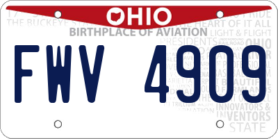 OH license plate FWV4909