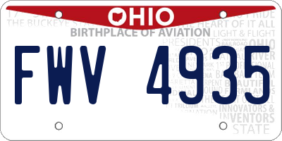 OH license plate FWV4935