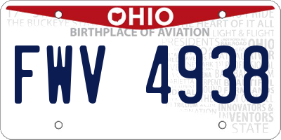 OH license plate FWV4938